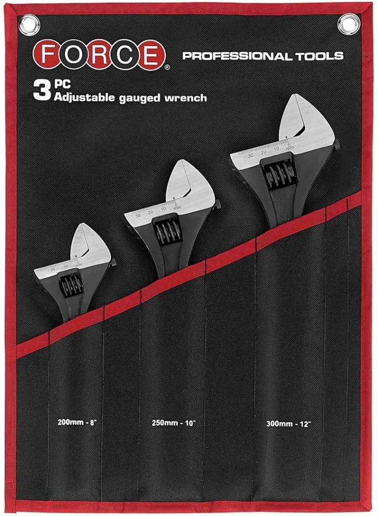 Force 3pc Adjustable gauged wrench set - left threaded