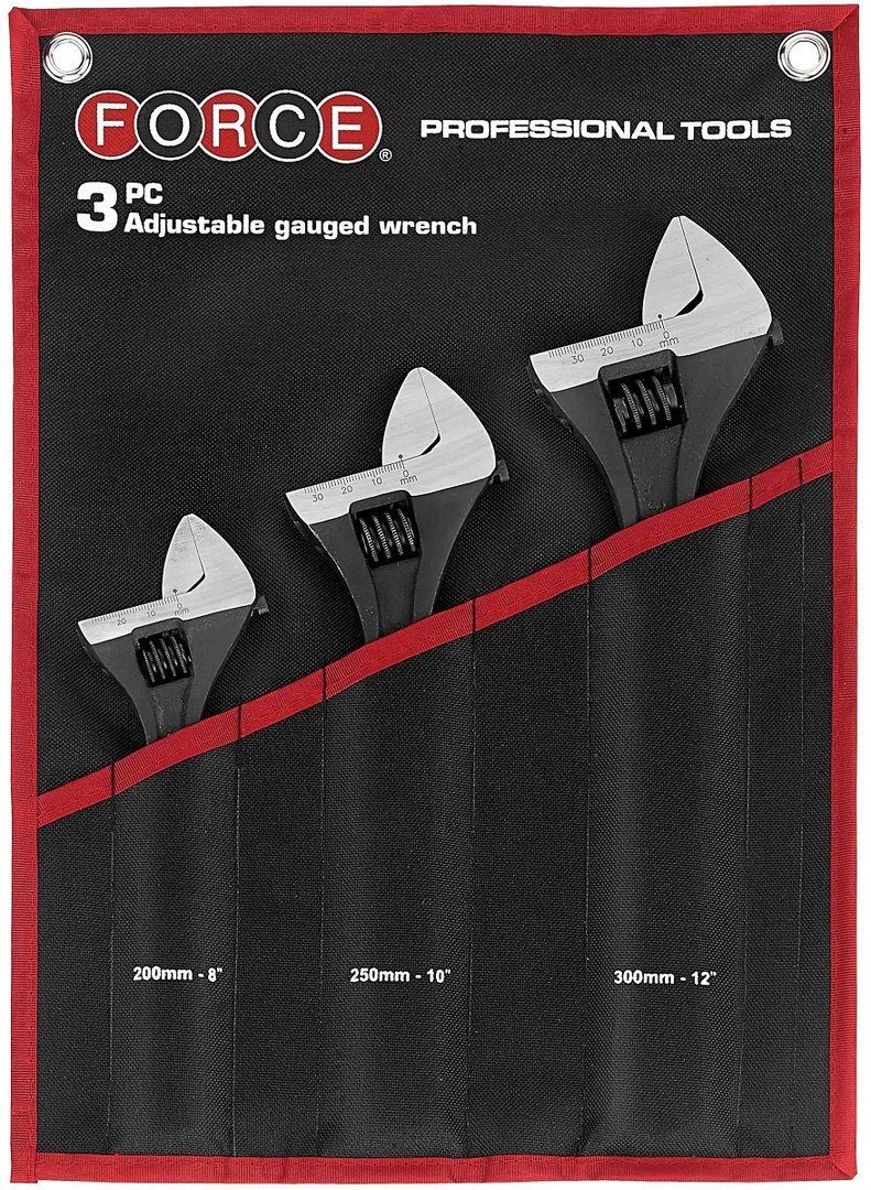 Force 3pc Adjustable gauged wrench set - left threaded