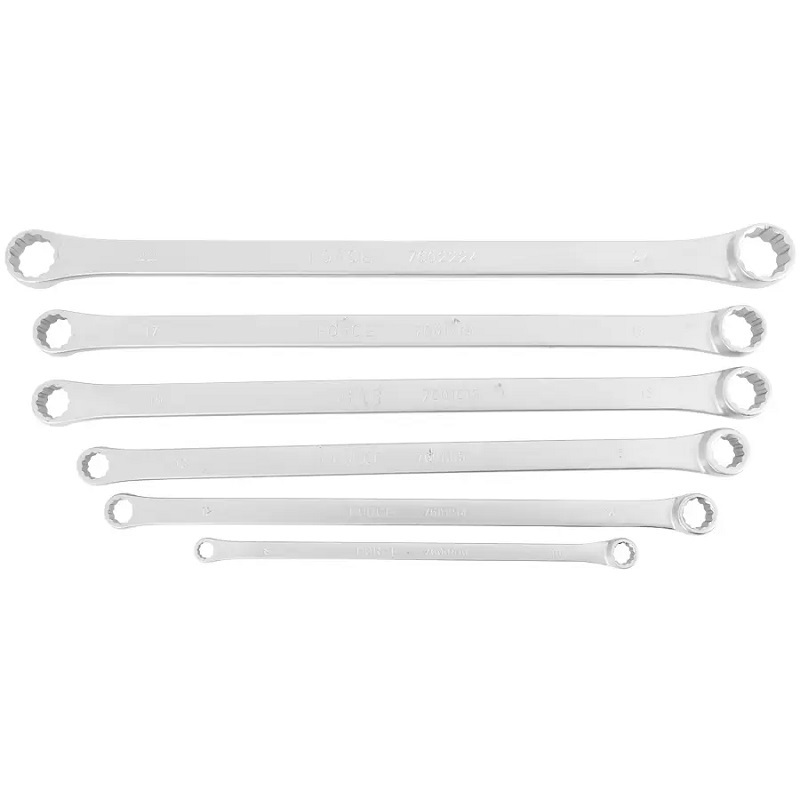 Force 6pc Extra-long flat ring wrench set
