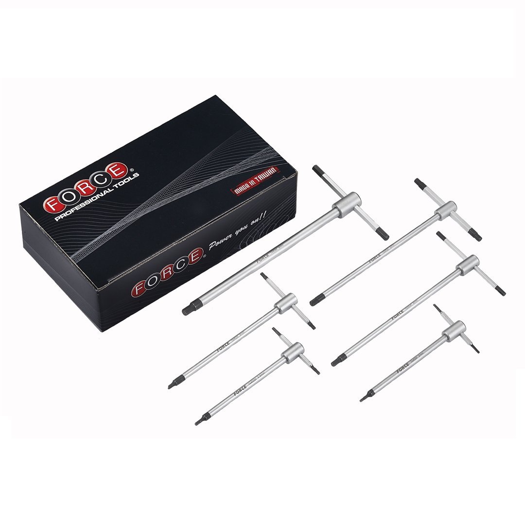 Force 6pc Adjustable 3-way T-shaped hex key set