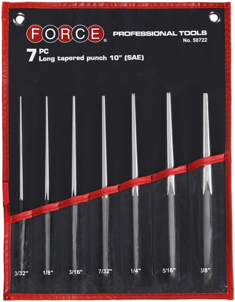 Force 7pc Long tapered punch set SAE (10"L)