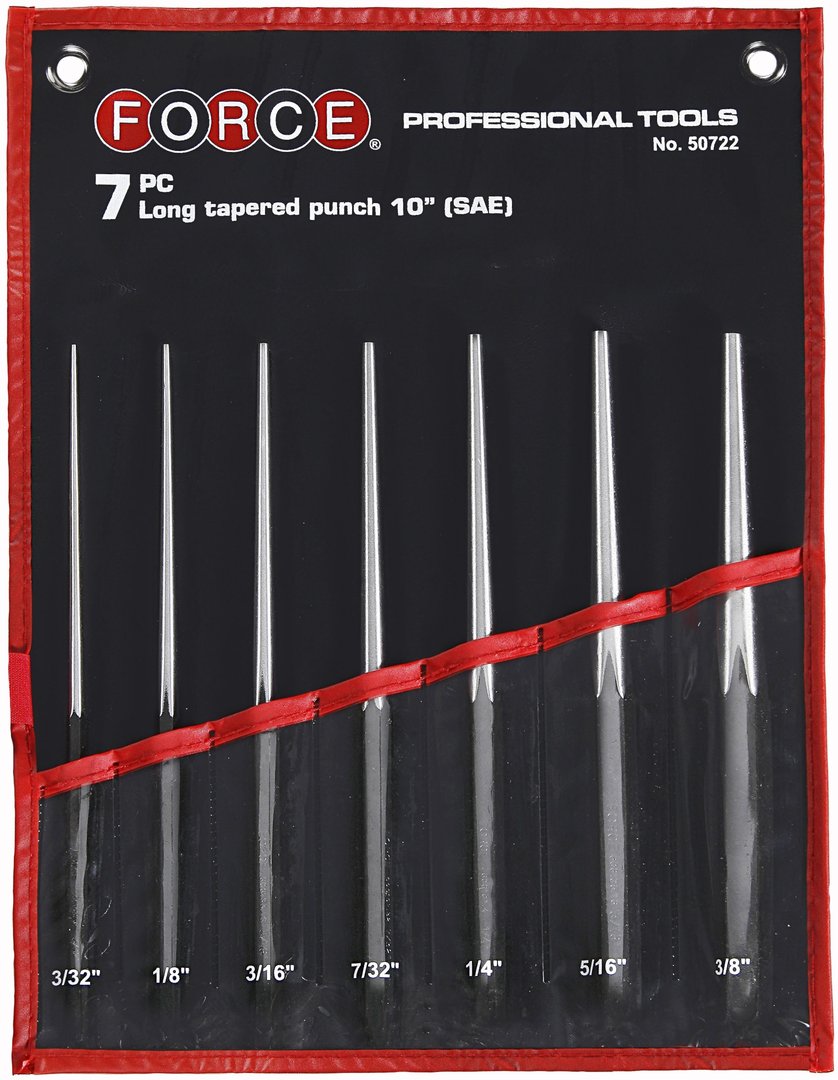 Force 7pc Long tapered punch set SAE (10"L)