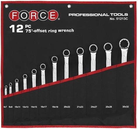 Force 12pc 75º Offset ring wrench set