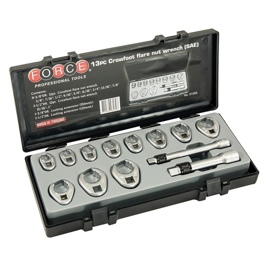 Force 13pc Crowfoot flare nut wrench set (SAE)