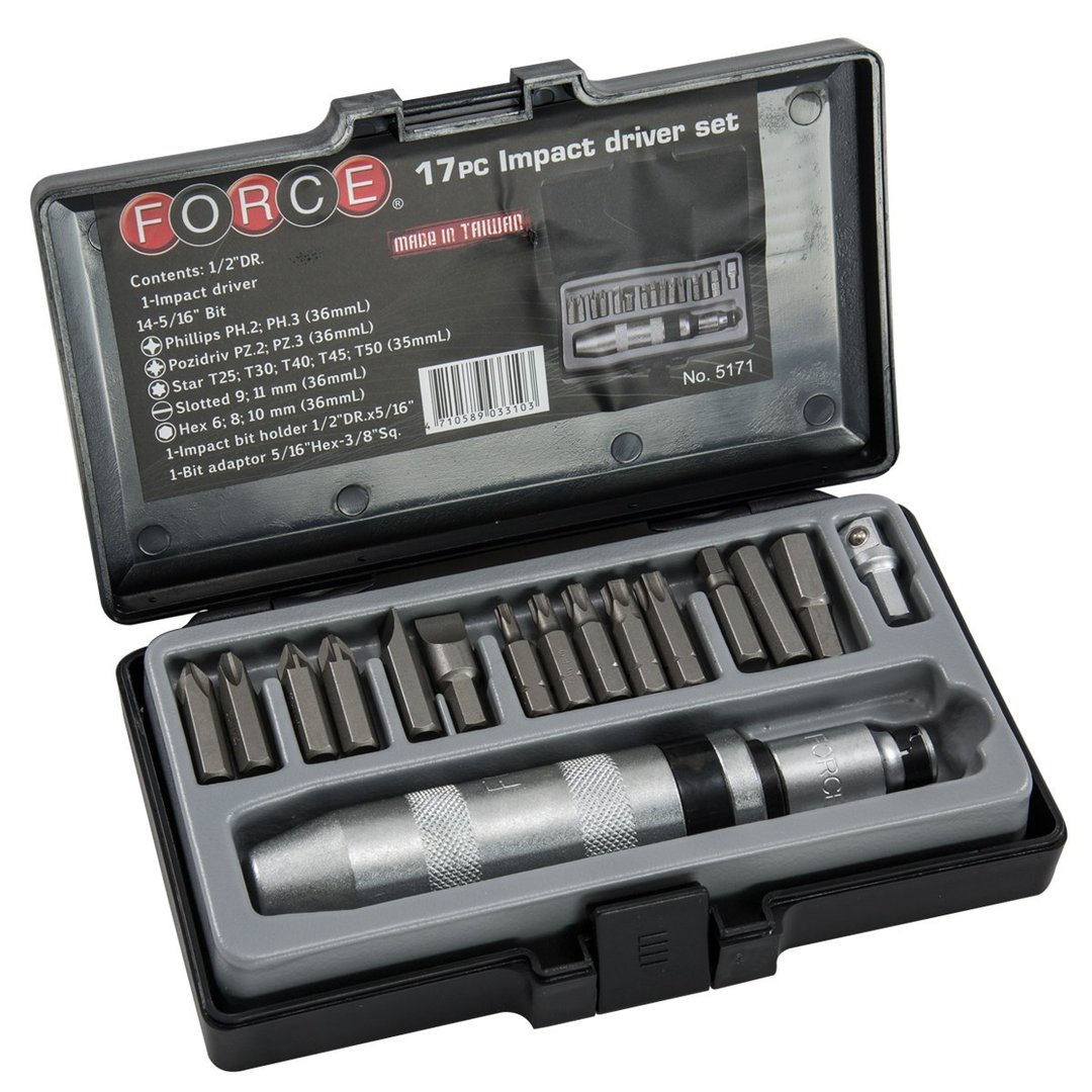 Force 17pc 1/2"DR. Impact driver set