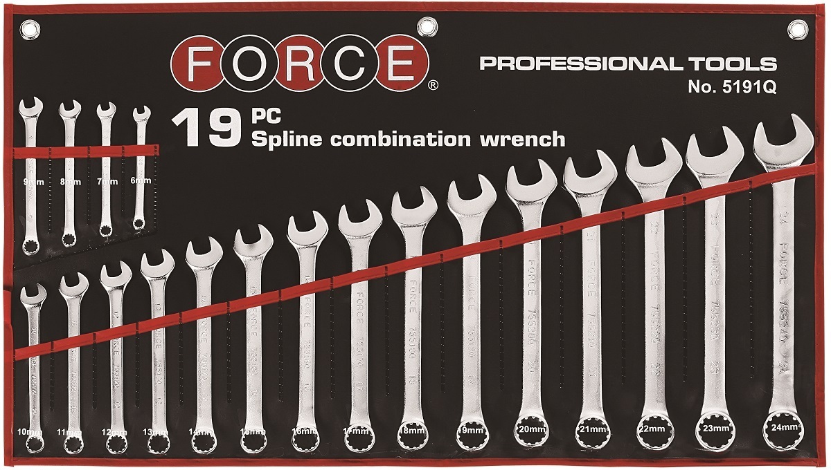 Force 19pc Spline combination wrench set