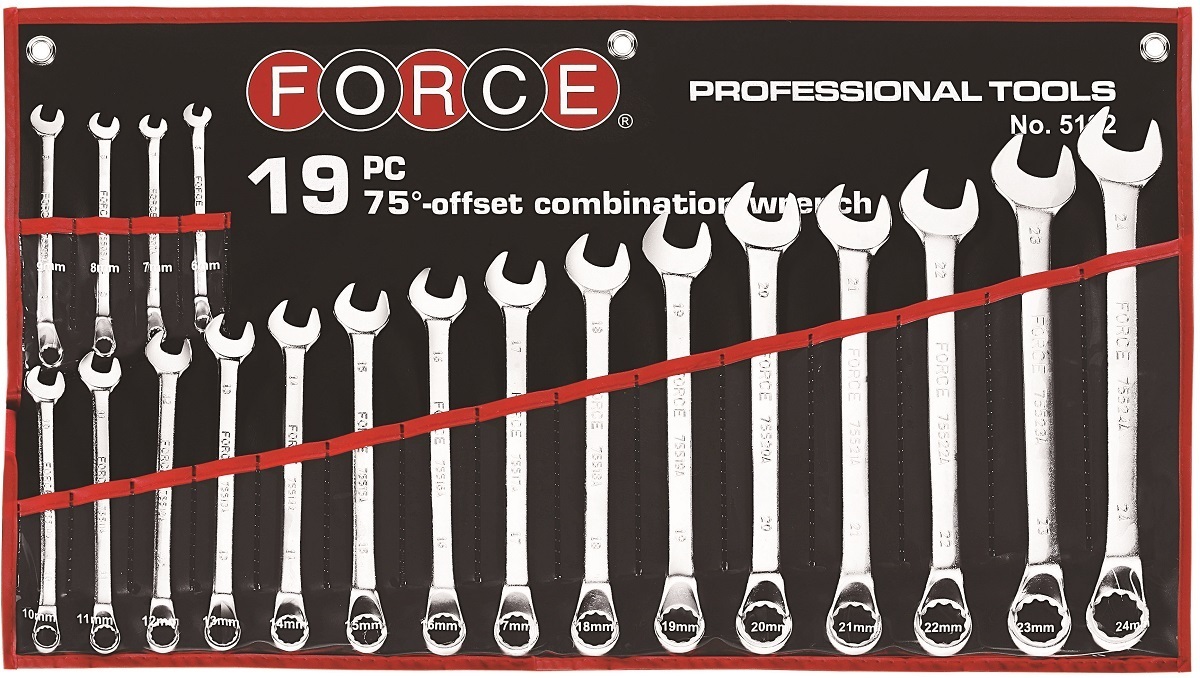 Force 19pc 75º Offset combination wrench set