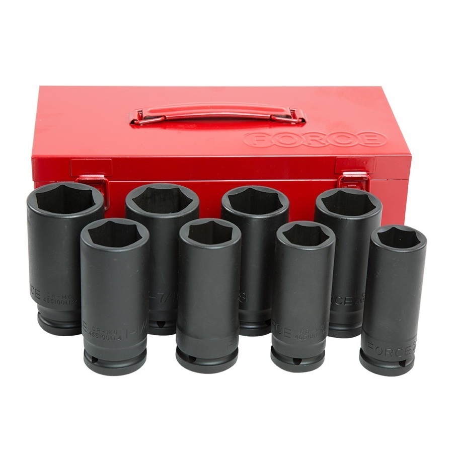 Force 8pc 3/4"DR. 6pt. Flank deep impact socket set