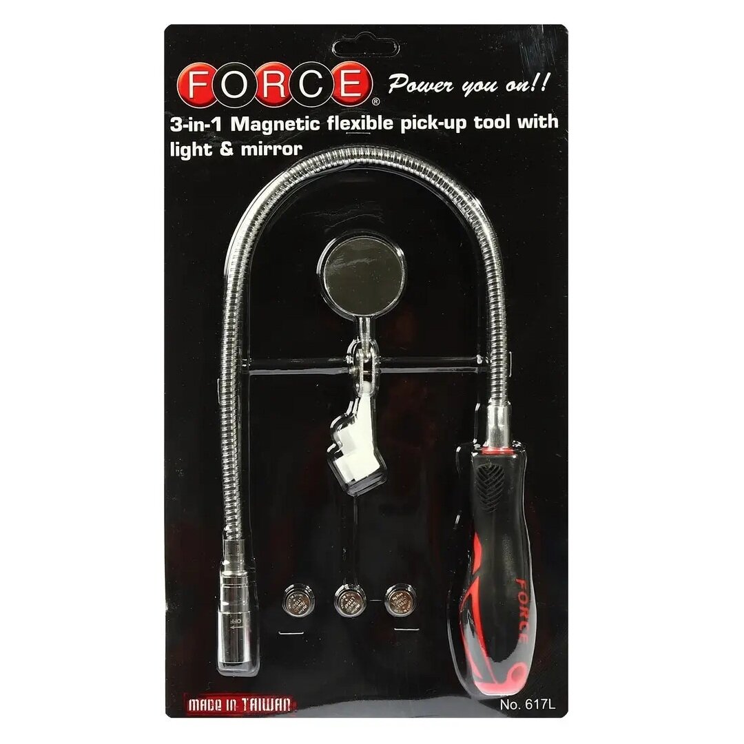 Force 3-in-1 Magnetic flexible pickup tool with light & mirror