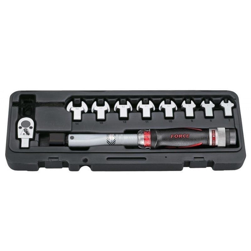 Force 10pc Head-interchangeable torque wrench & spanner set