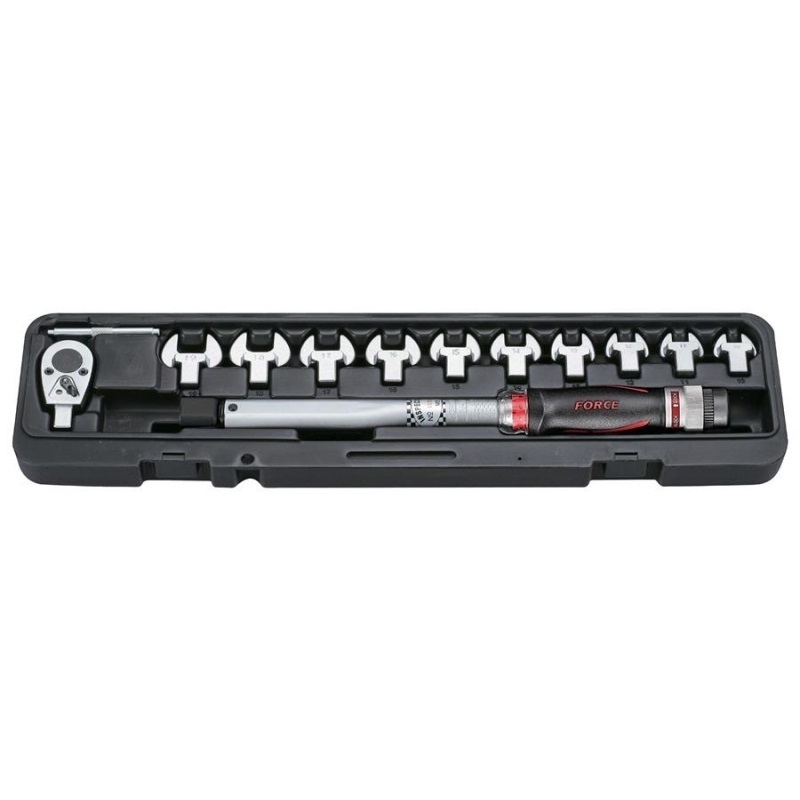 Force Head-interchangeable torque wrench & spanner set 11pc