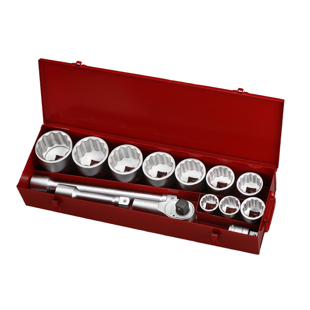 Force 14pc 1"DR. 12pt. Flank socket combination set