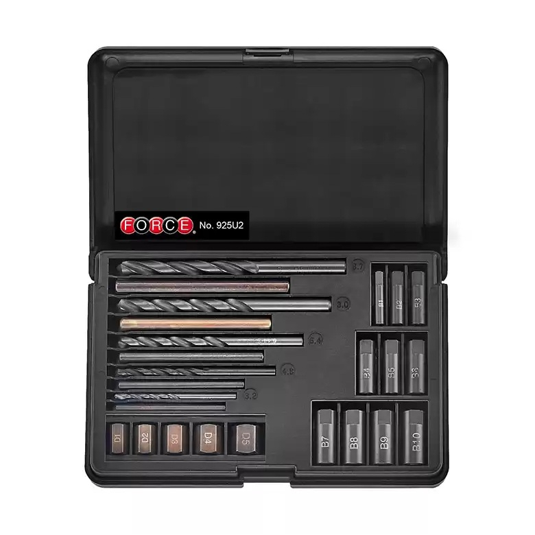 Force 25pc Screw extractor / drill & guide set