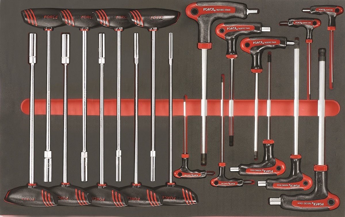 Force F2195 Foam Hex nut driver & Hex ball point grip key set 19pc