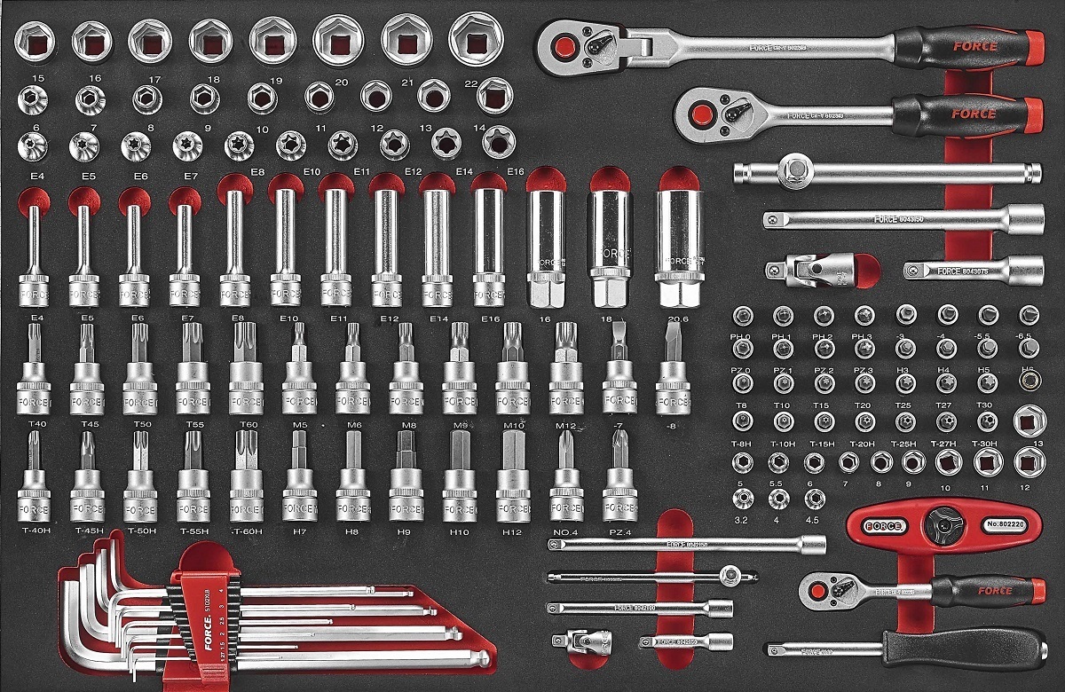 Force F31331 Foam 1/4"-3/8" Socket Combination set 133pc