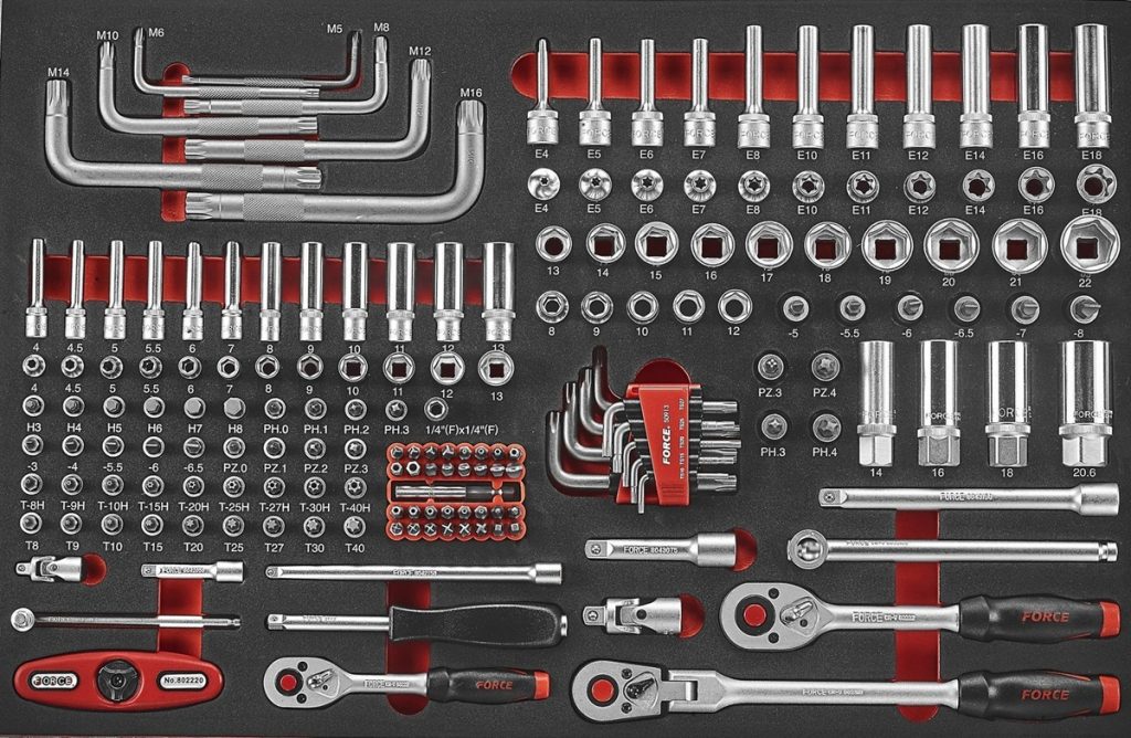 Force F31751 Foam 1/4"-3/8" Socket Combination set 175pc