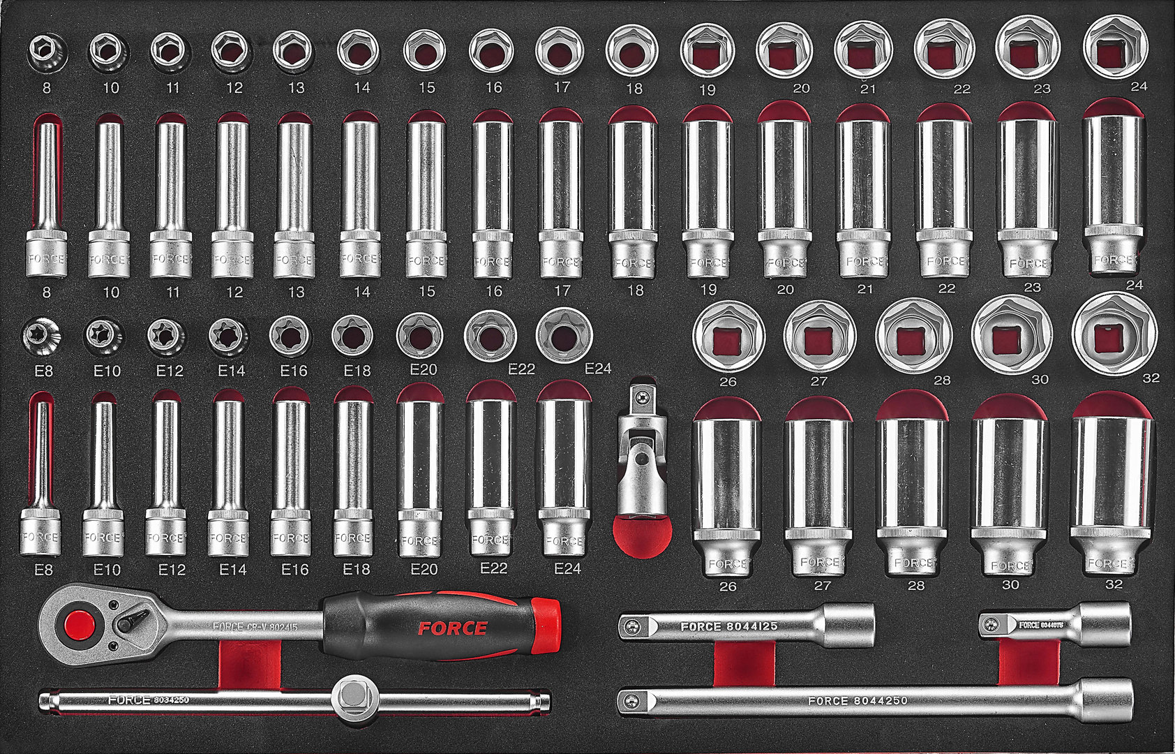 Force F4661 Foam 1/2" Socket Combination set 66pc