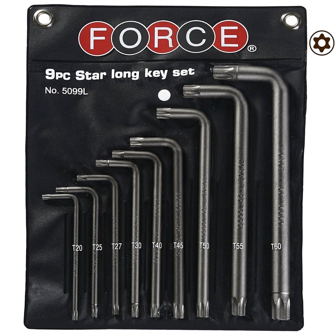 Force 9pc Long star tamperproof key set