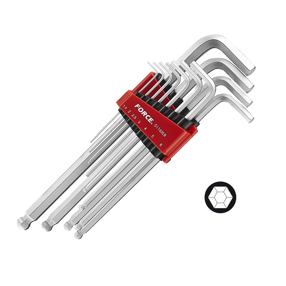 Force 11pc Extra long hex ball point key set