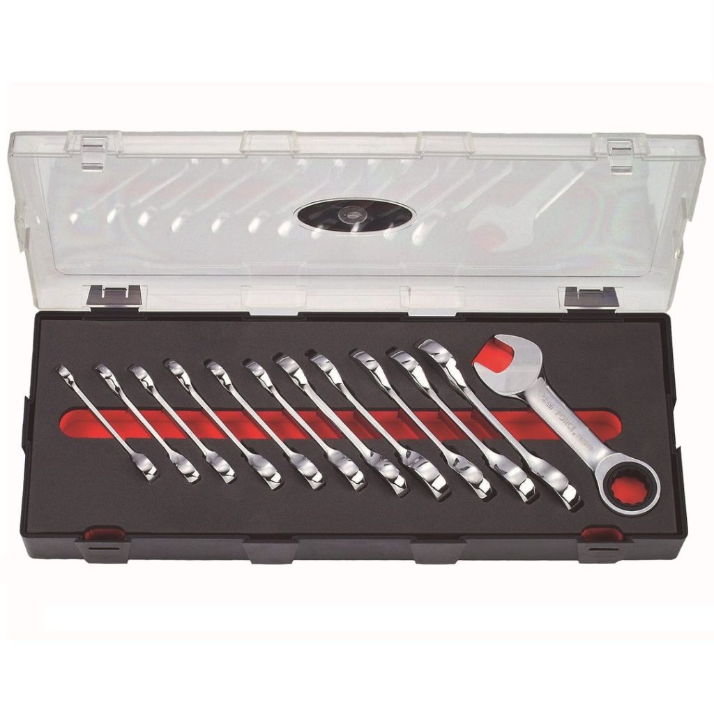 Force K51216 Stubby flat gear wrench set 12pc