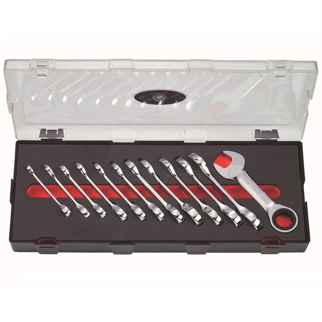 Force K51216 Stubby flat gear wrench set 12pc