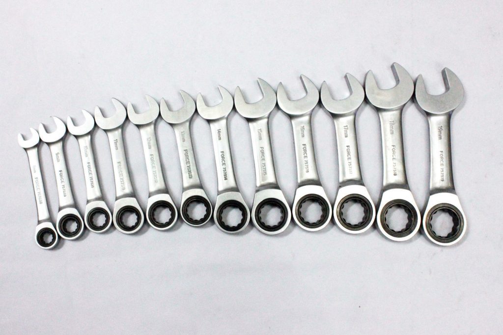 Force K51216 Stubby flat gear wrench set 12pc