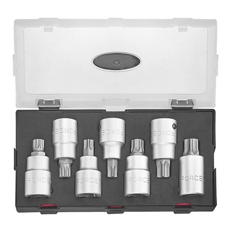 Force K6072 3/4" Torx & Spline socket bit set 7pc