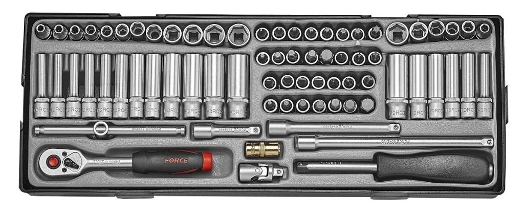 Force T2741 1/4" Socket combination set MM & SAE 65pc