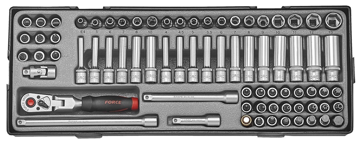 Force T2742-18 1/4" Socket combination set 74pc