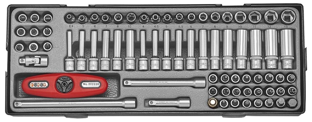 Force T2742 1/4" Socket combination set 74pc