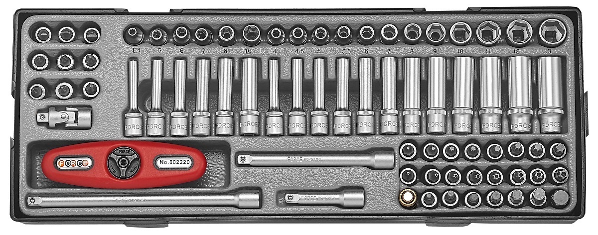 Force T2742 1/4" Socket combination set 74pc