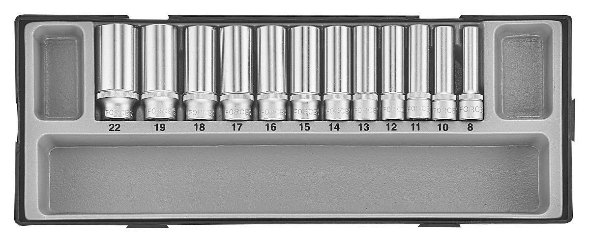 Force T3121 3/8" Deep socket set 12pc