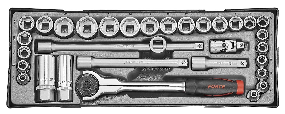 Force T3322-23 3/8" Socket set (MM & SAE) 32pc