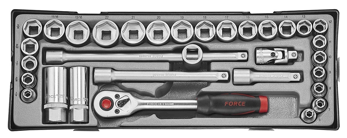 Force T3322-24 3/8" Socket set (MM & SAE) 32pc