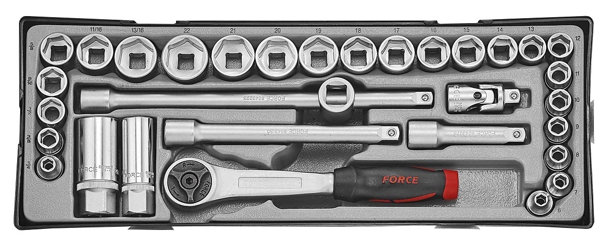 Force T3322 3/8" Socket set (MM & SAE) 32pc
