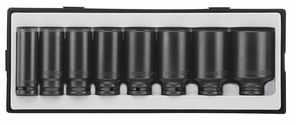 Force T40813 1/2" 12pt. Deep impact socket set 8pc
