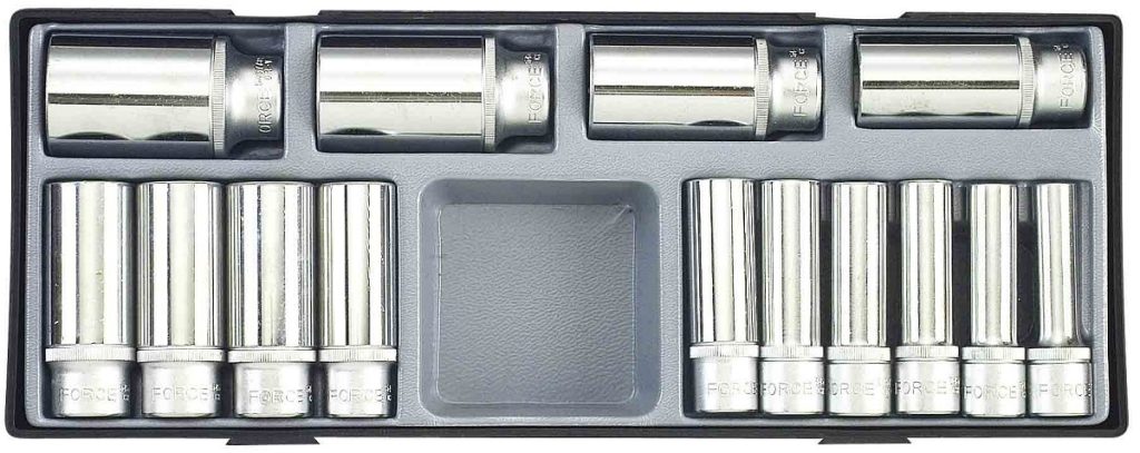 Force T4143 1/2" Deep socket set 14pc