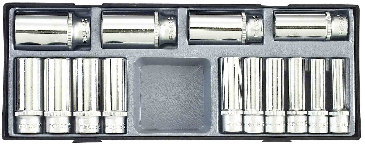 Force T4143 1/2" Deep socket set 14pc