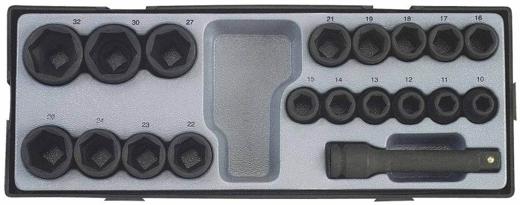 Force T4193 1/2" Flank impact socket set 19pc