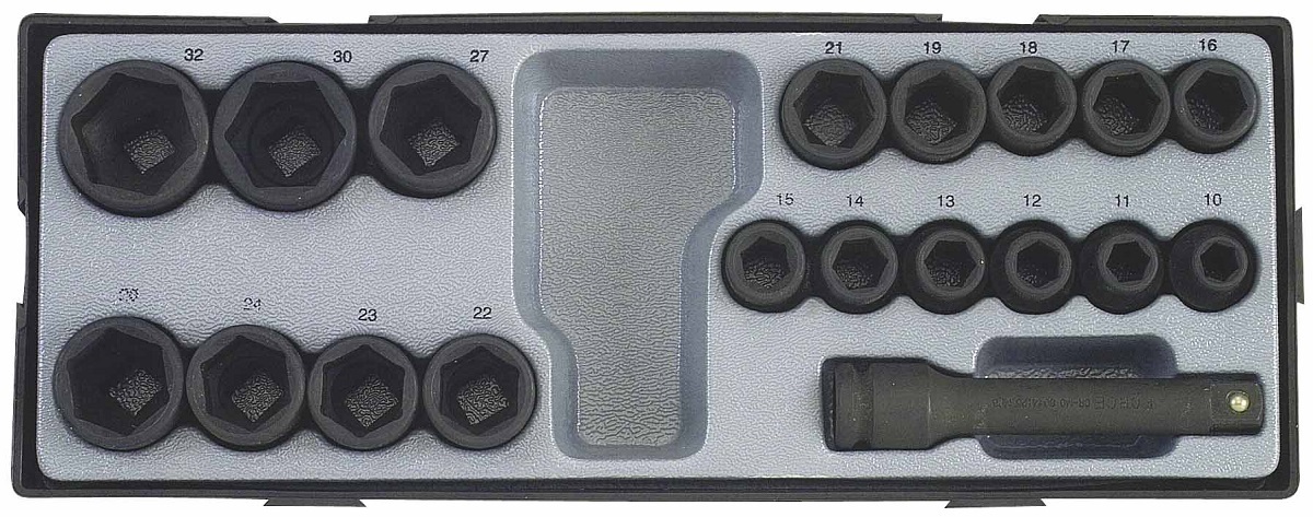 Force T4193 1/2" Flank impact socket set 19pc