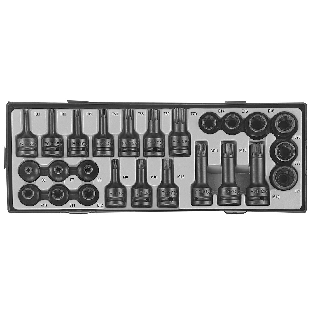 Force T4256 1/2" Impact socket set Star & Spline 25pc