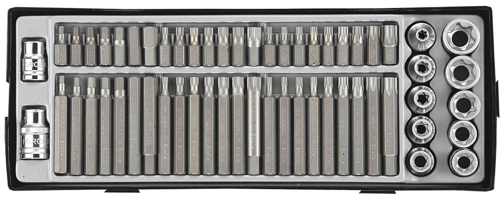 Force T4583 Star-Hex-Spline bit set 58pc